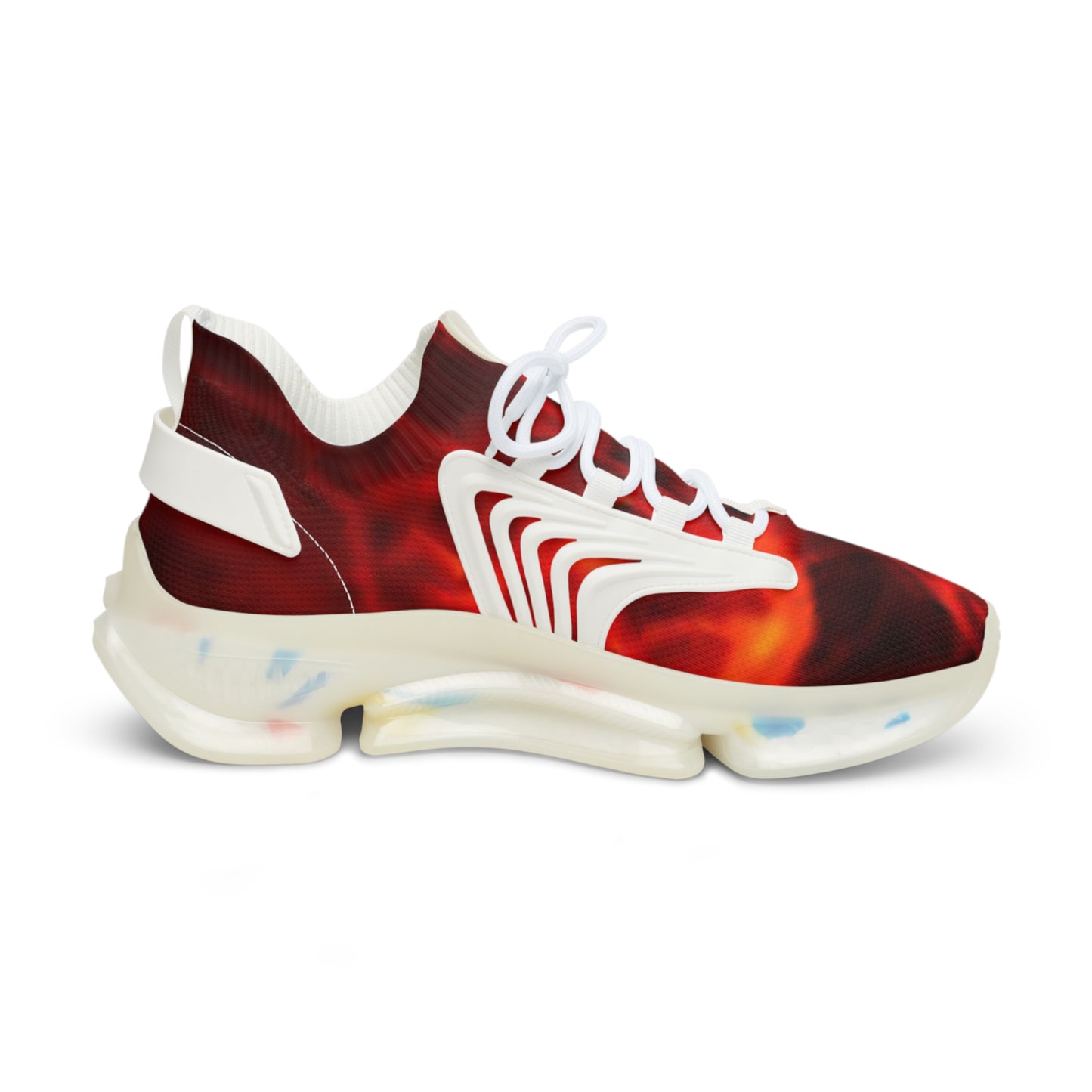 Red Flame Print - Men's Mesh Sneakers