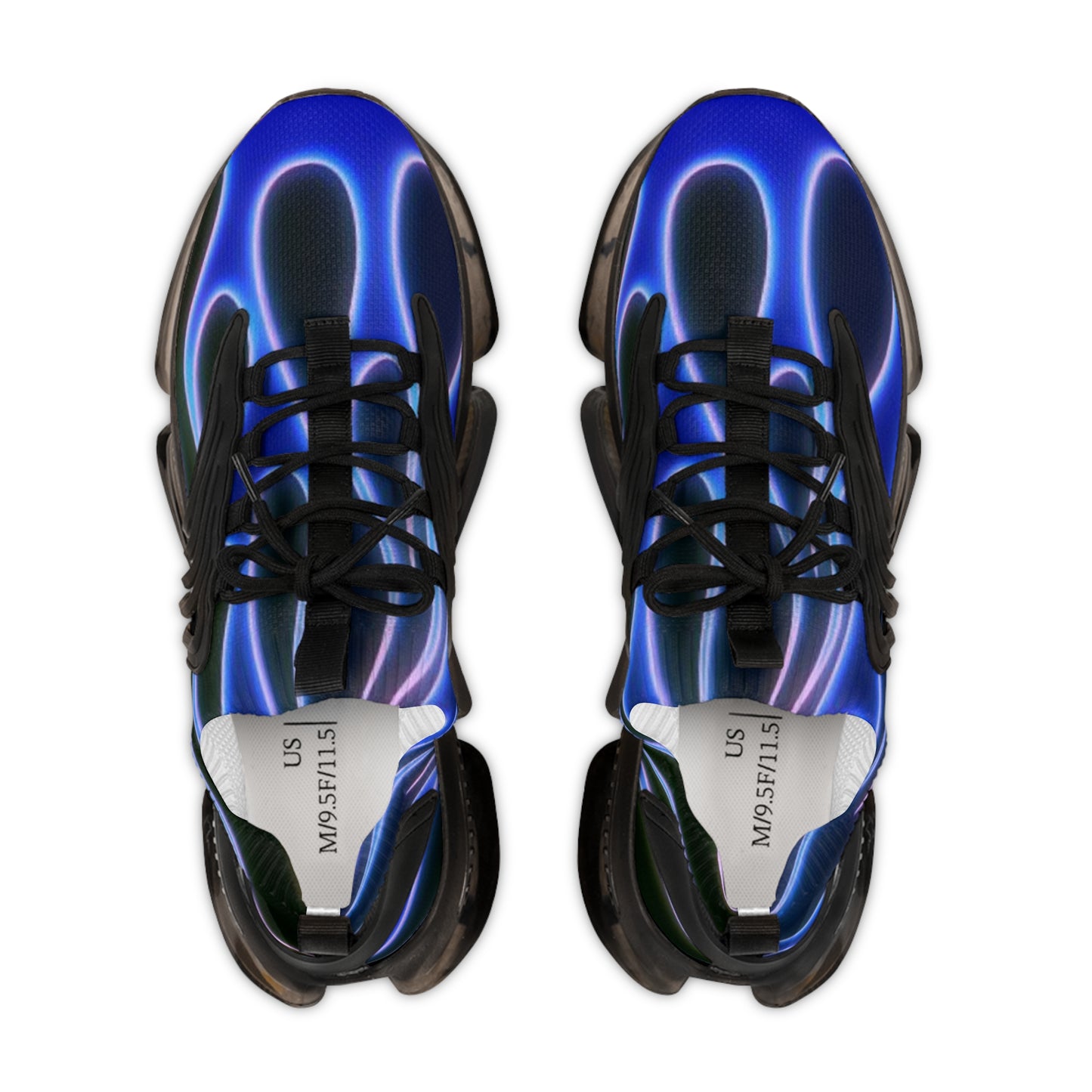 Blue Flame Print - Men's Mesh Sneakers