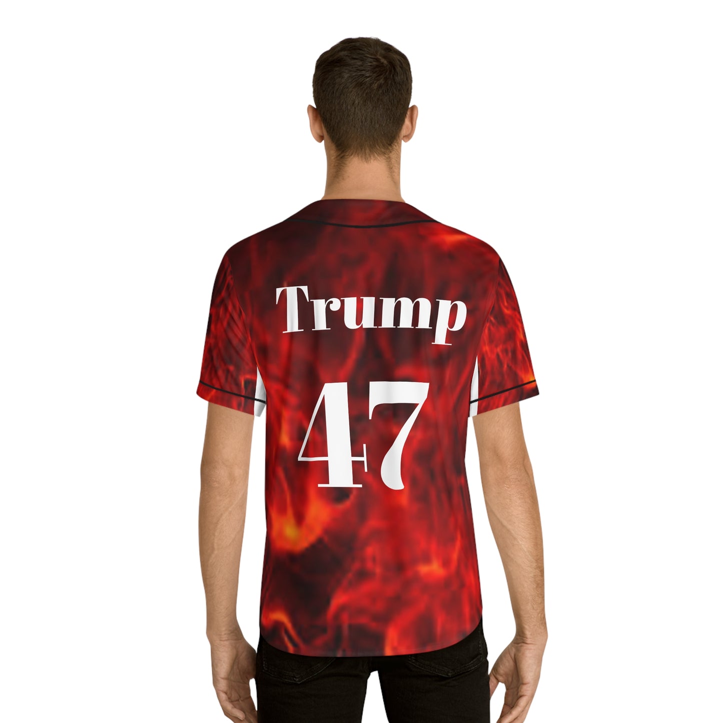 Red Flame Unisex Men's Baseball Jersey (AOP)