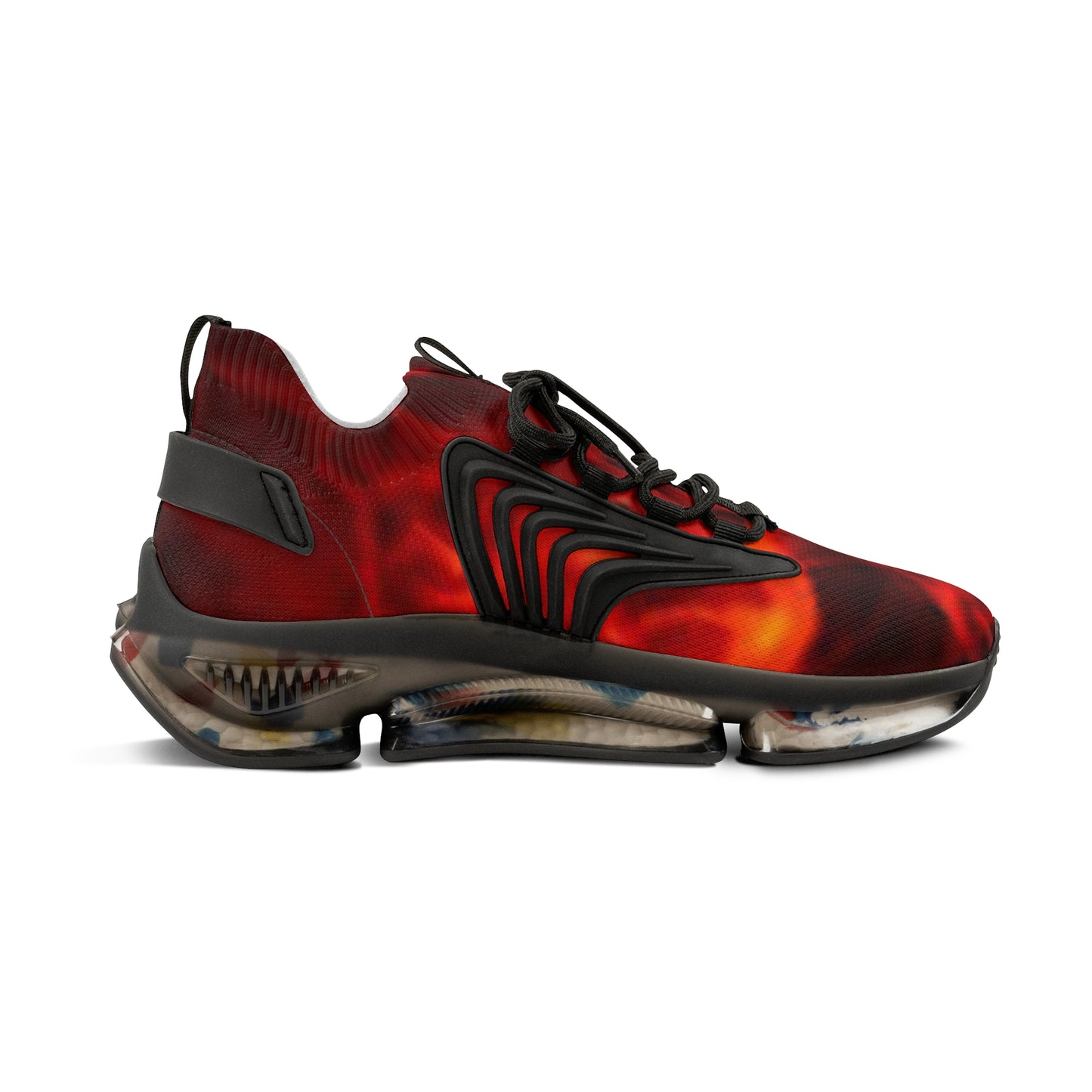 Red Flame Print - Men's Mesh Sneakers