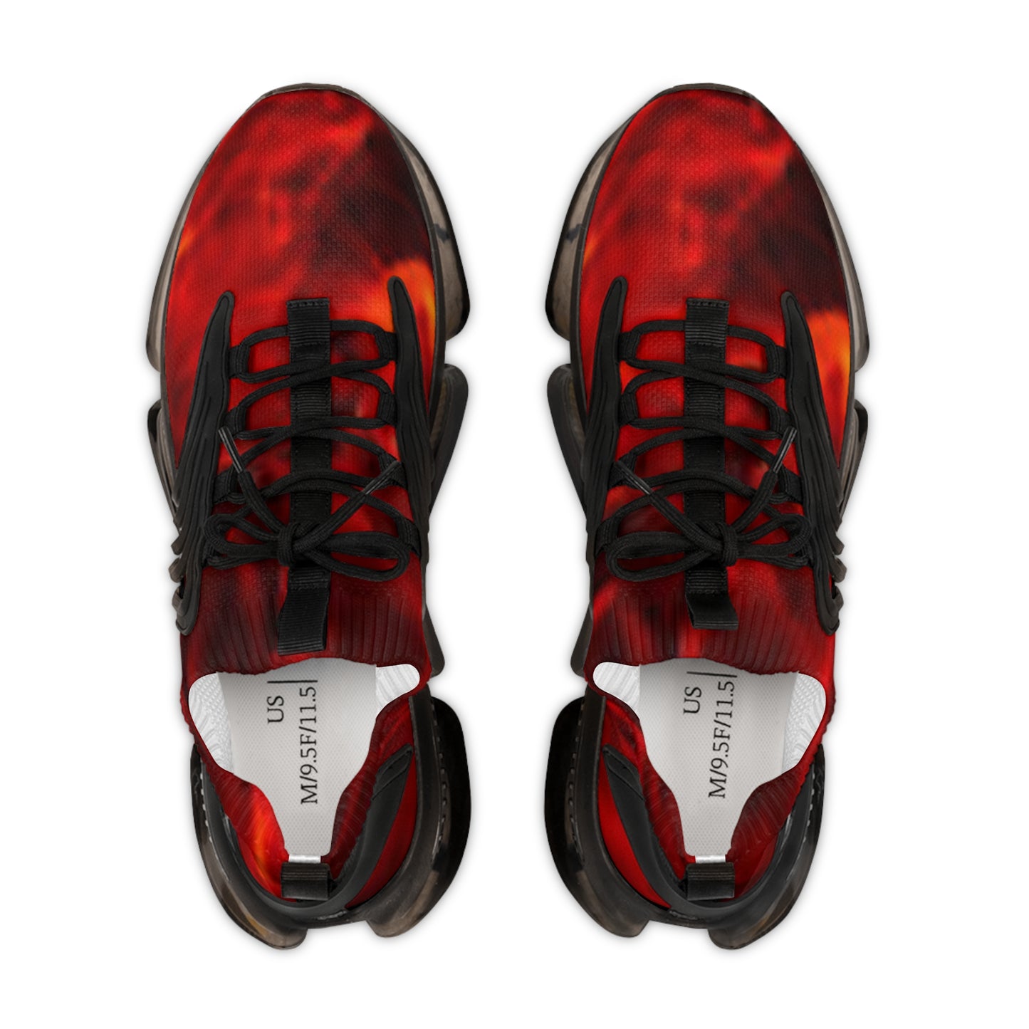 Red Flame Print - Men's Mesh Sneakers