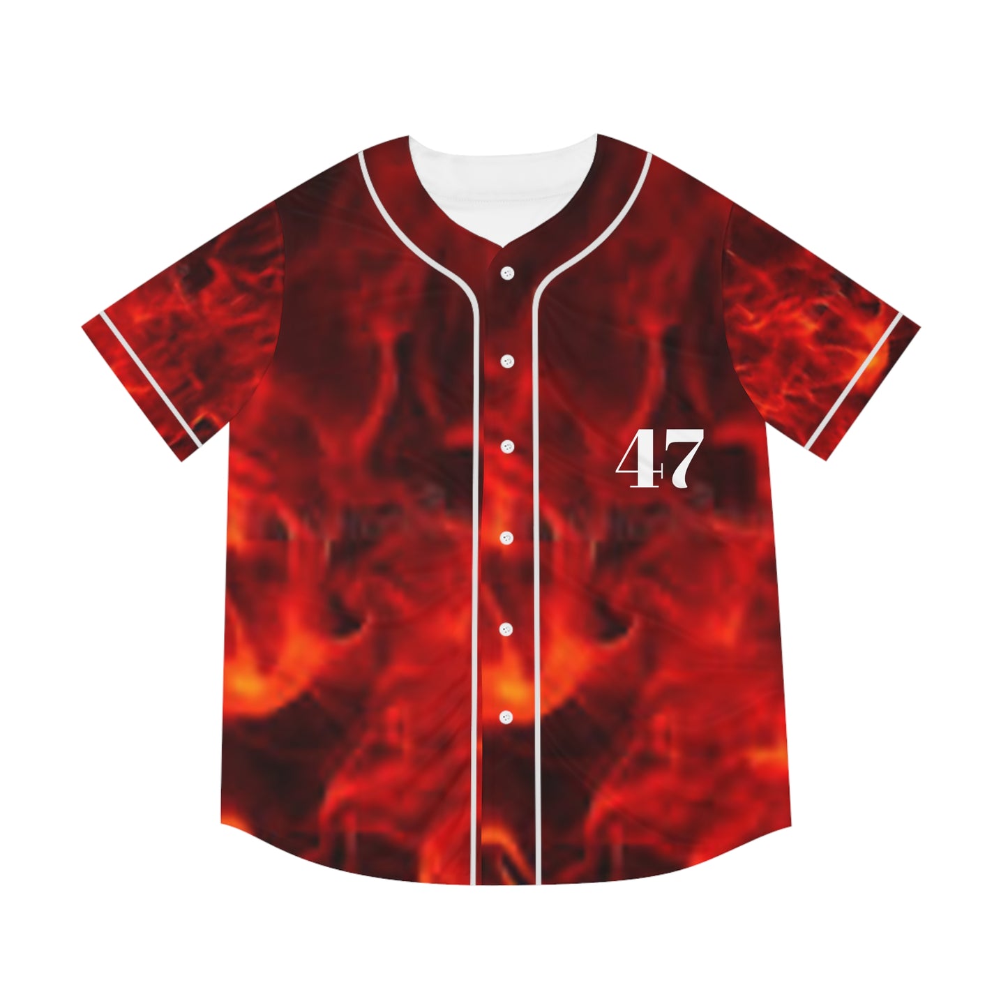 Red Flame Unisex Men's Baseball Jersey (AOP)