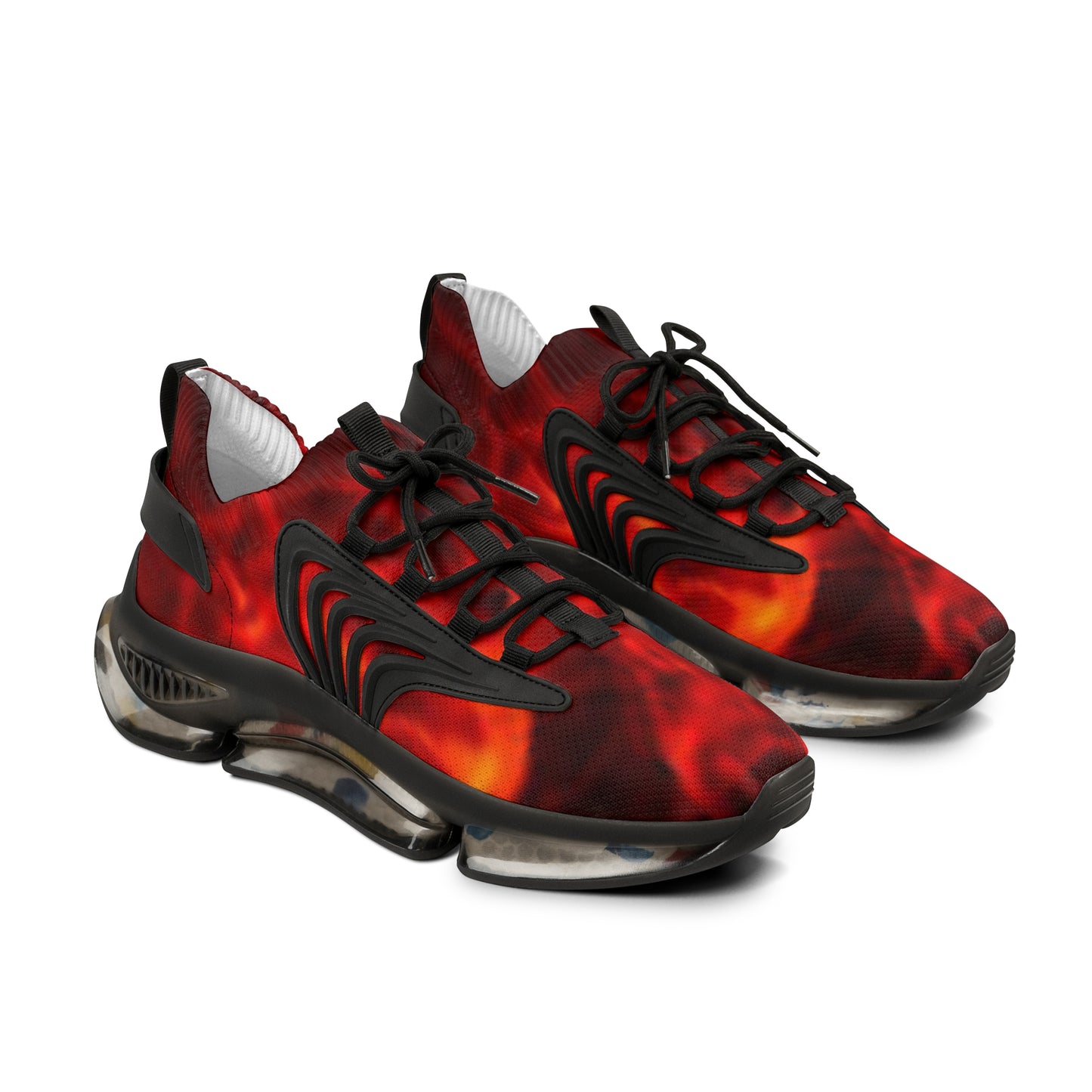 Red Flame Print - Men's Mesh Sneakers