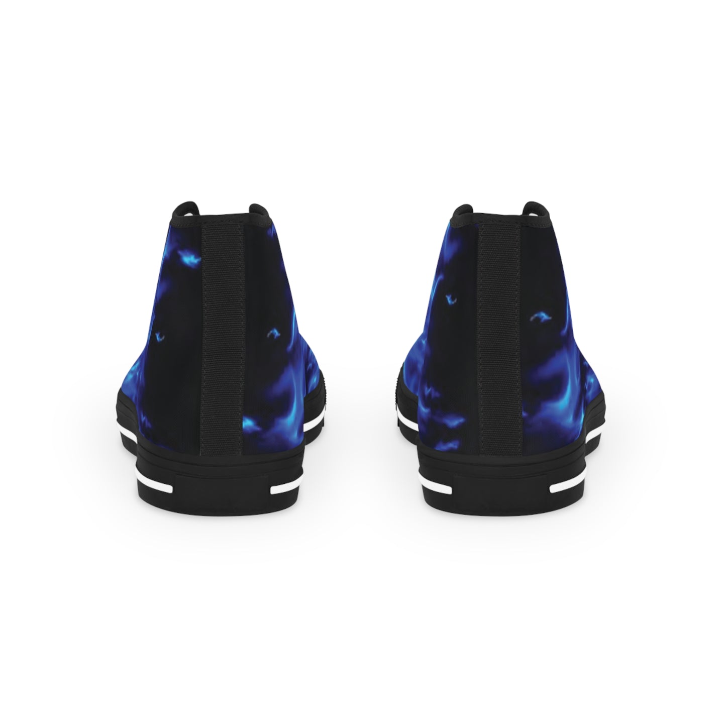 Blue Flame Print - Men's High Top Sneakers