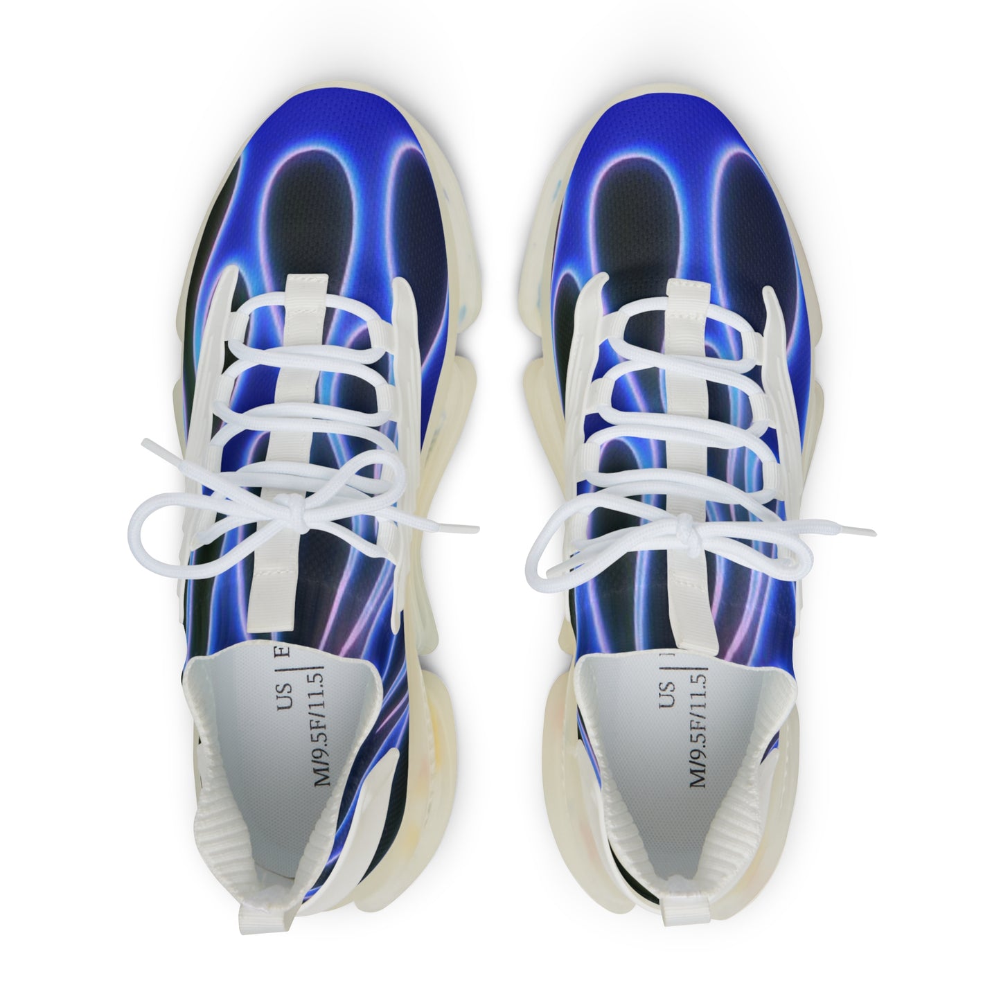 Blue Flame Print - Men's Mesh Sneakers