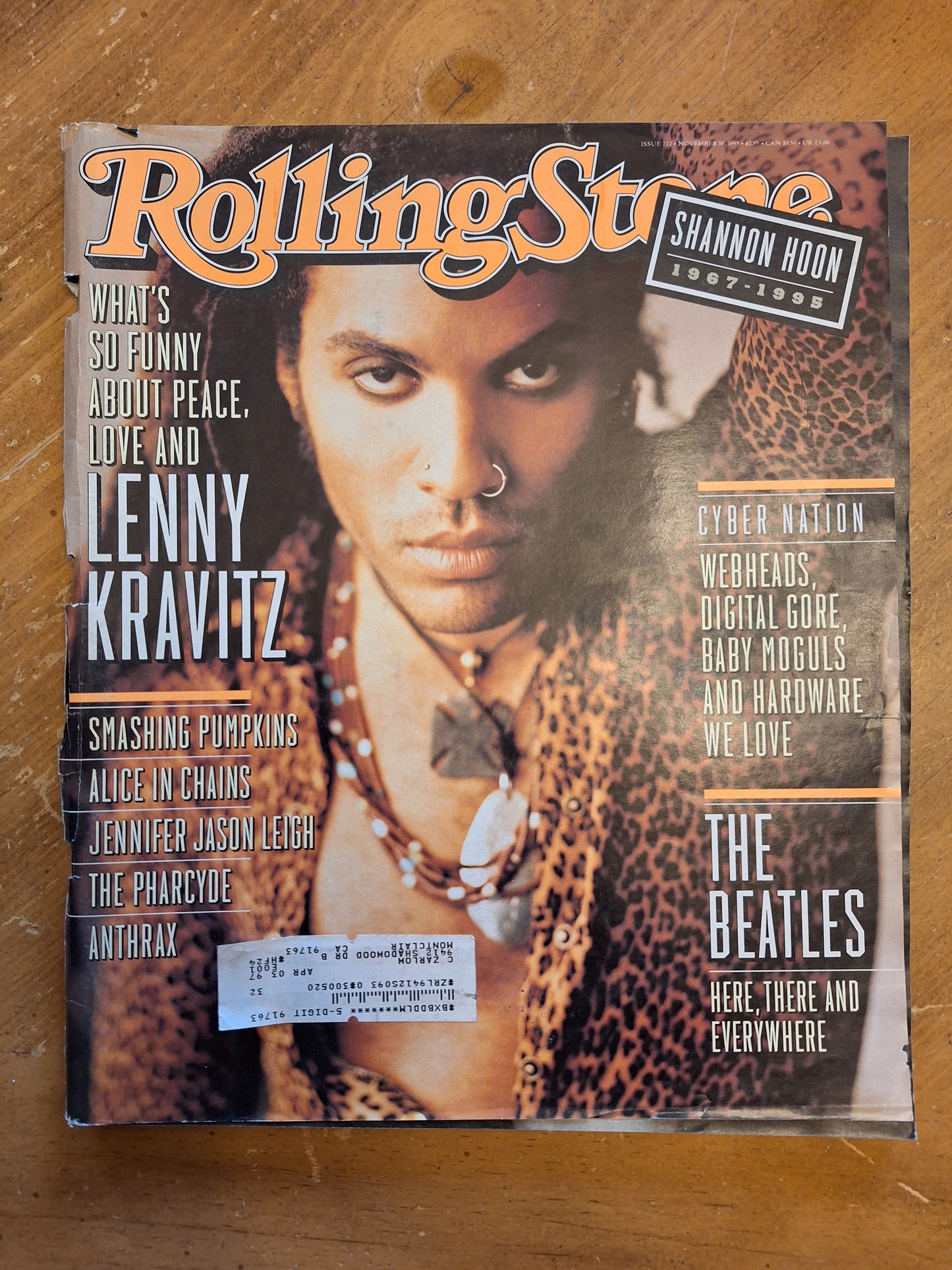 Used, Rolling Stone Magazine, Issue 722, November 22, 1995