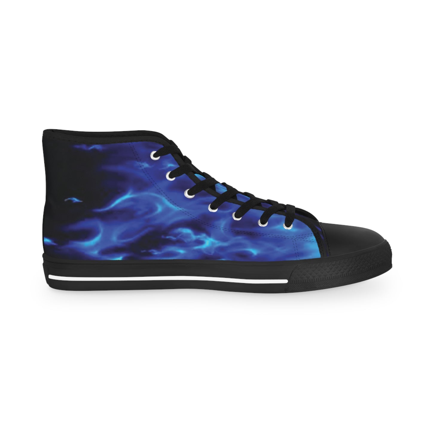 Blue Flame Print - Men's High Top Sneakers