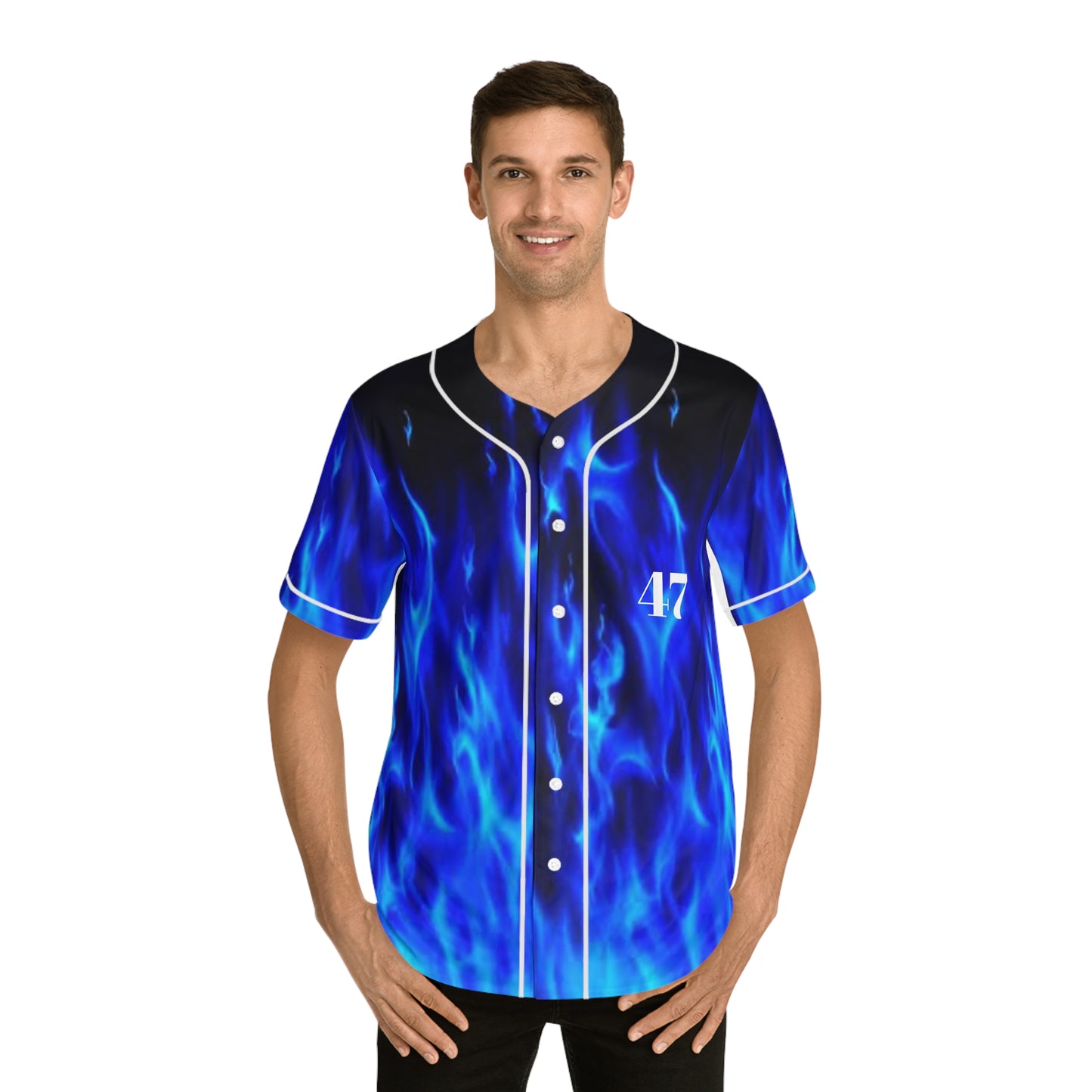 Blue Flame Men's Baseball Jersey (AOP)