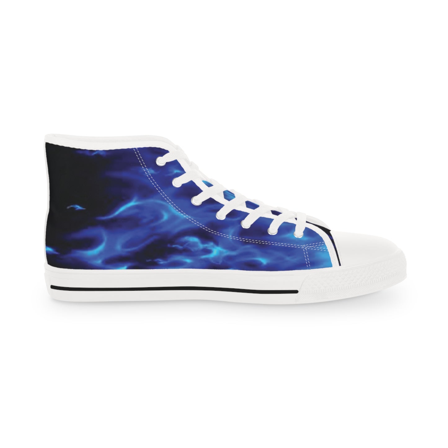 Blue Flame Print - Men's High Top Sneakers