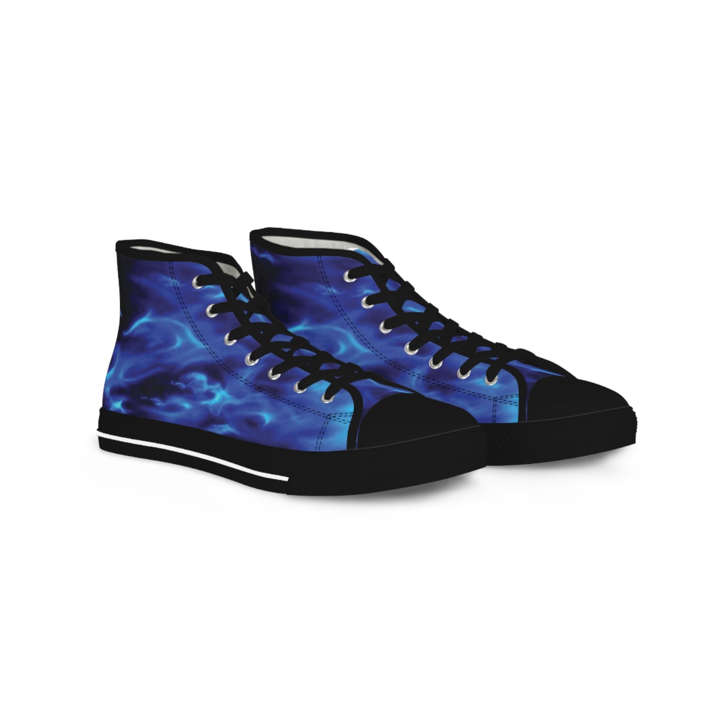 Blue Flame Print - Men's High Top Sneakers