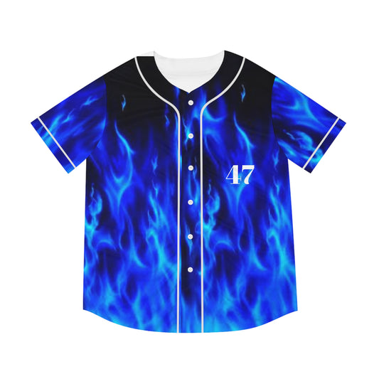 Blue Flame Men's Baseball Jersey (AOP)