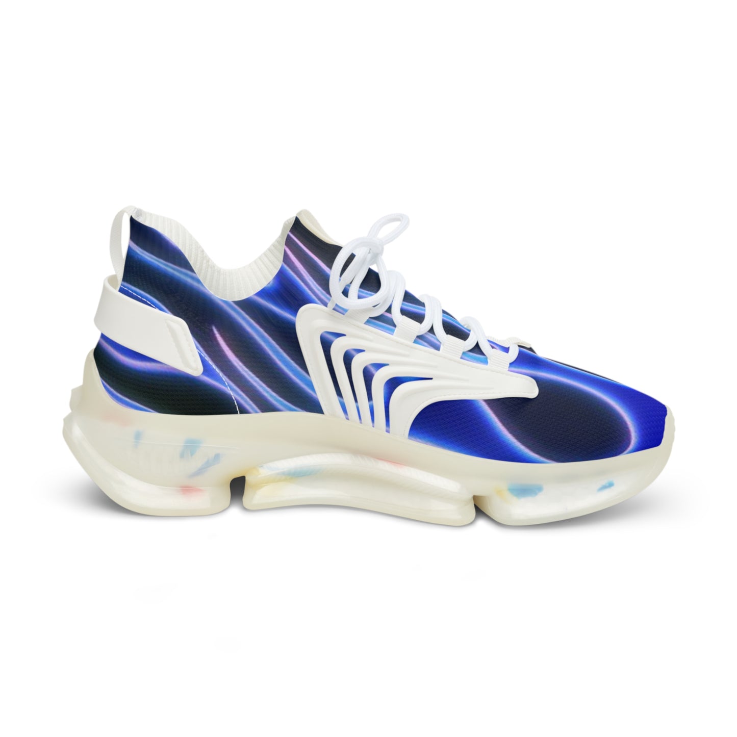 Blue Flame Print - Men's Mesh Sneakers