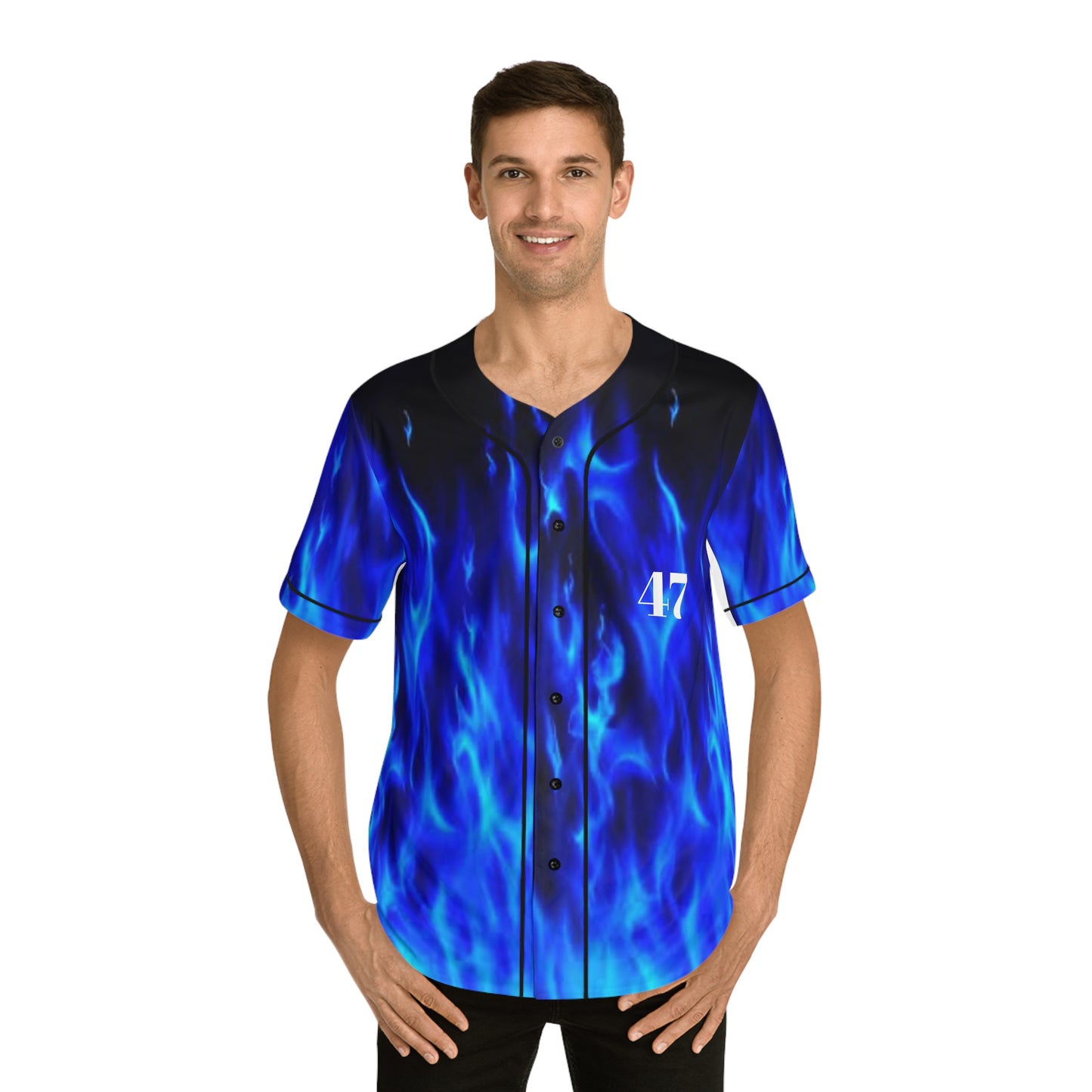 Blue Flame Men's Baseball Jersey (AOP)