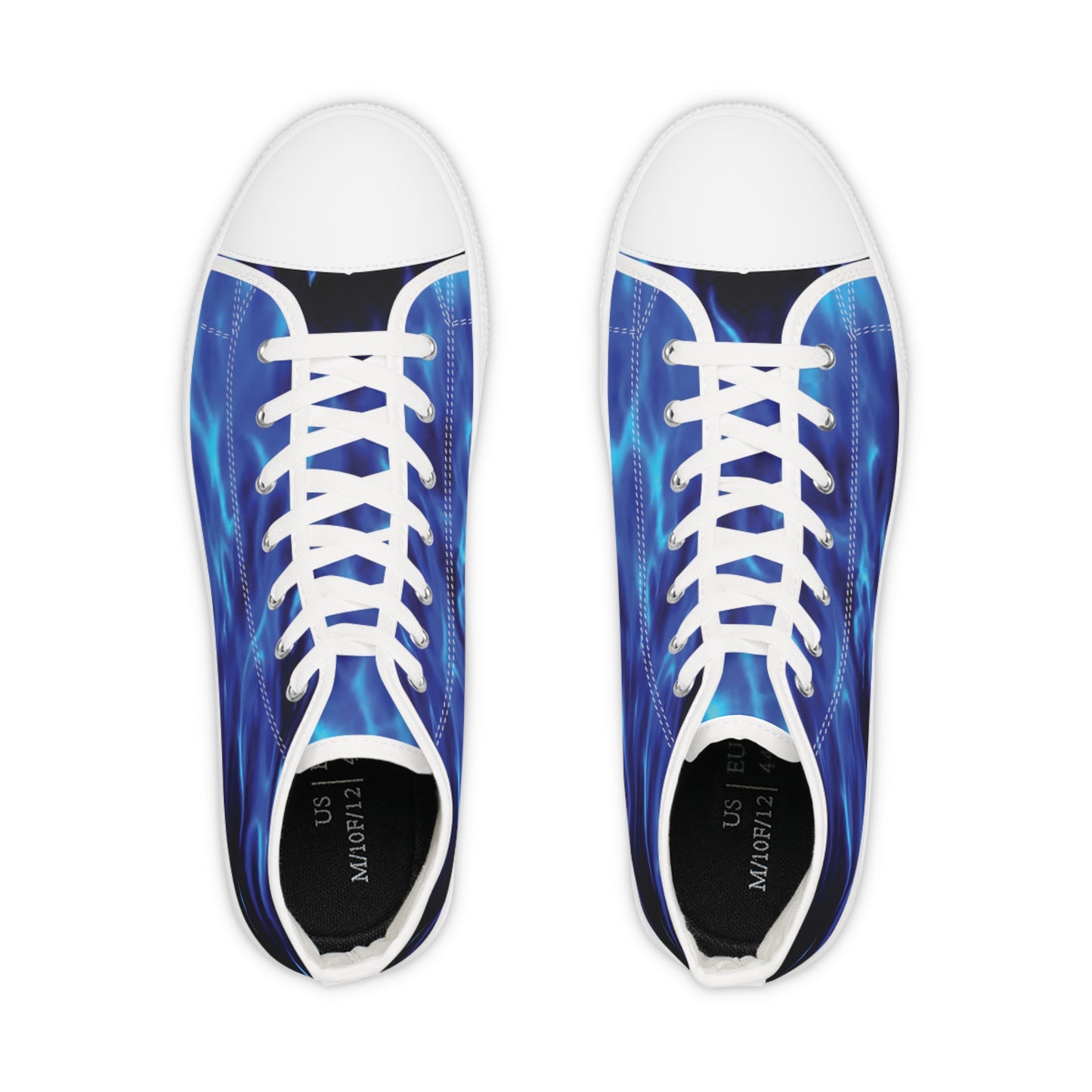 Blue Flame Print - Men's High Top Sneakers