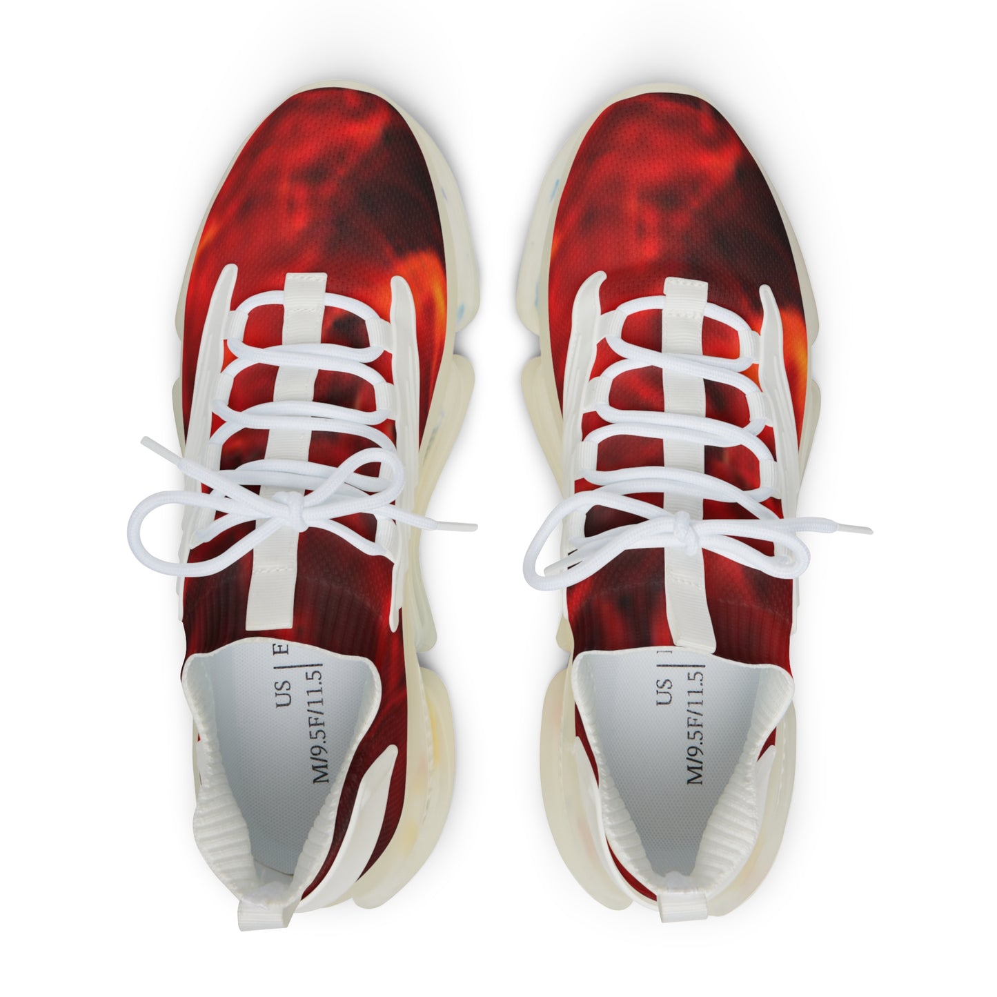 Red Flame Print - Men's Mesh Sneakers