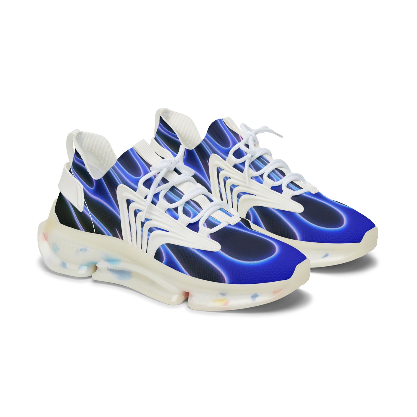 Blue Flame Print - Women's Mesh Sneakers