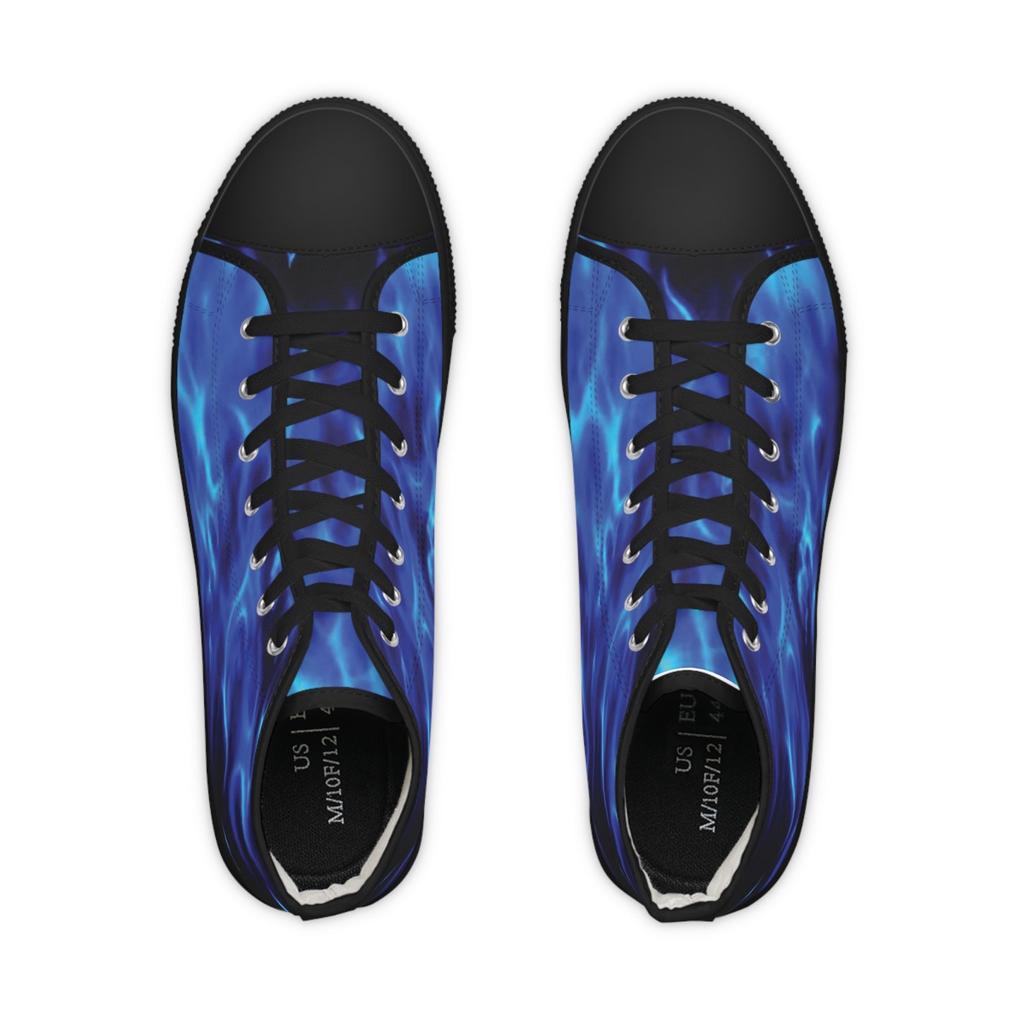 Blue Flame Print - Men's High Top Sneakers