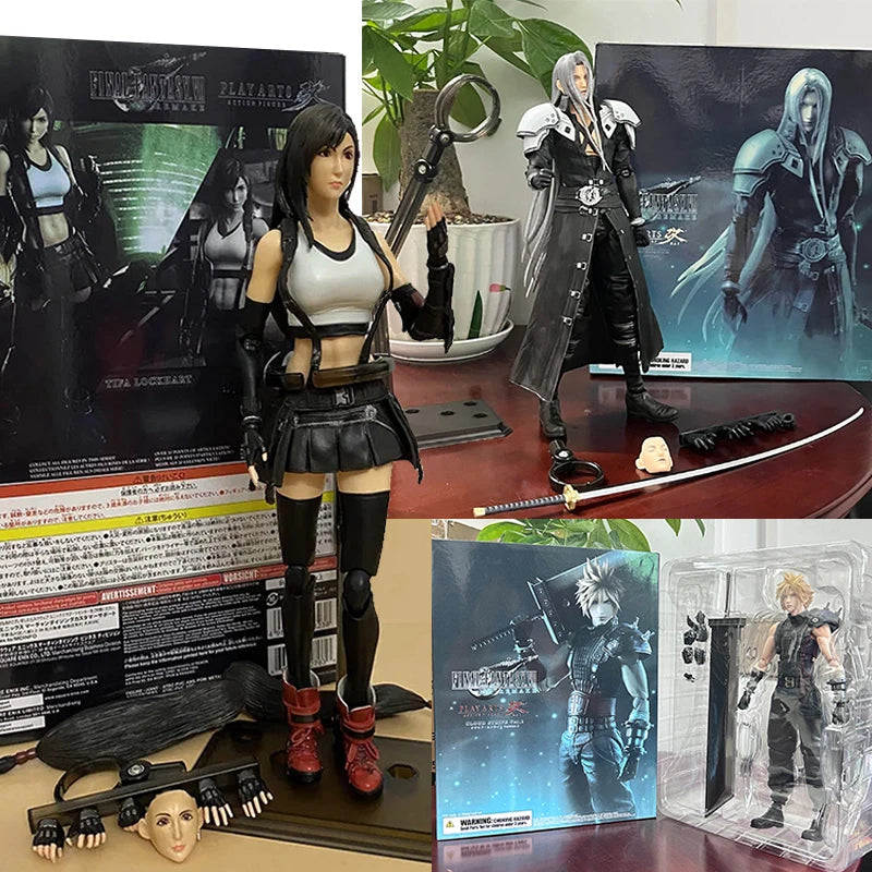 Play Arts Final Fantasy 7 VII Sephiroth Cloud Strife Tifa Lockhart Action Figure Remake Toys 25CM Joint Movable Doll Present