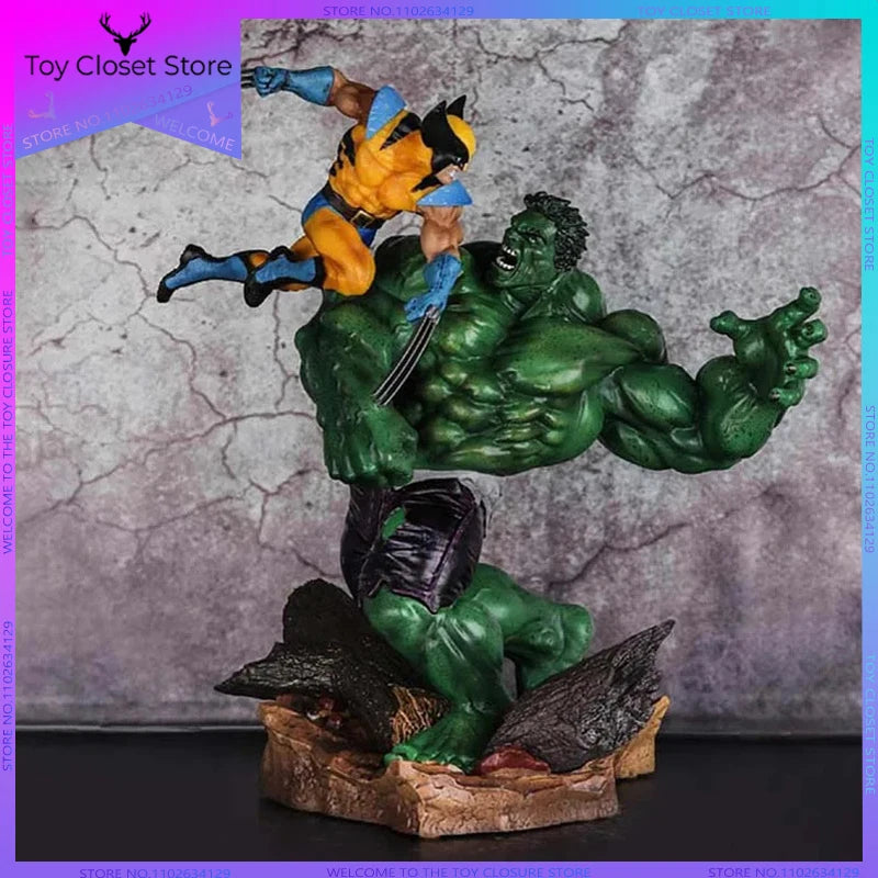 Anime The Avengers Hulk Vs Wolverine 1/6  Statue Action Figure Cale Painted Figure 36cm Pvc Toys Children Xmas Gift Brinquedos