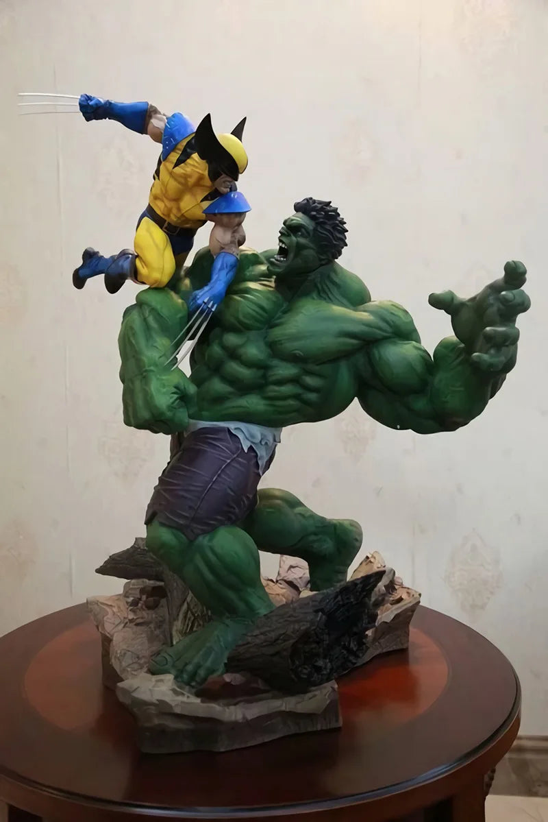 Anime The Avengers Hulk Vs Wolverine 1/6  Statue Action Figure Cale Painted Figure 36cm Pvc Toys Children Xmas Gift Brinquedos