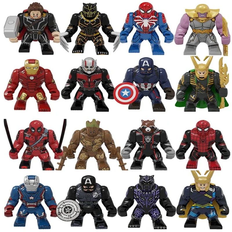 Action Figure: Marvel Mini Block Figurine Superhero Series Iron Man Spider Man Combination Block Children's Puzzle Toy Gift