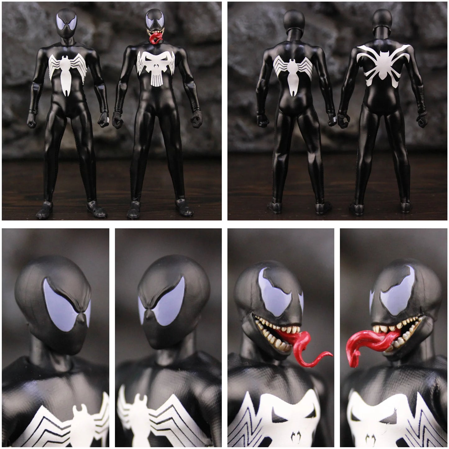 Marvel Spider Man Venomized Venom Punisher 6" Action Figures Black Symbiont Amazing Spider-Man Legends Leatherette Clothing Toys