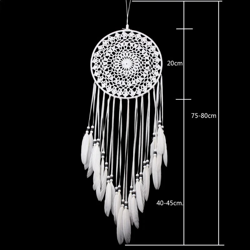 White Feather Dream Catcher Wall Hanging Room Decor Crocheted Web Big Size Dreamcatcher Delicate Home Decoration Accessories