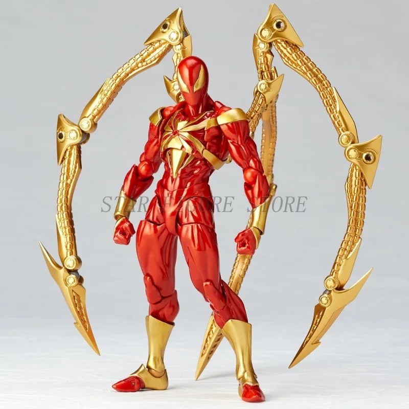 16cm Revoltech Spider-Man Action Figure Kaiyodo Iron Spider Model PVC Movable Collection Spiderman Parker Figurine Toys Gifts