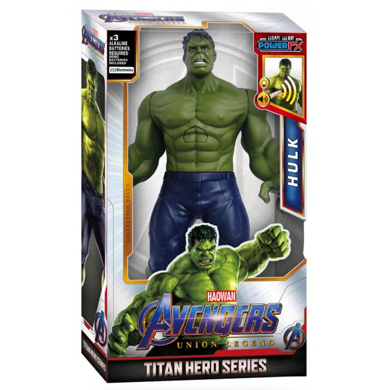 30cm Superhero Figure Toy Thanos Hulk Spider-Man Iron Man Captain America Thor Black Panther With Sound And Light Action Figure