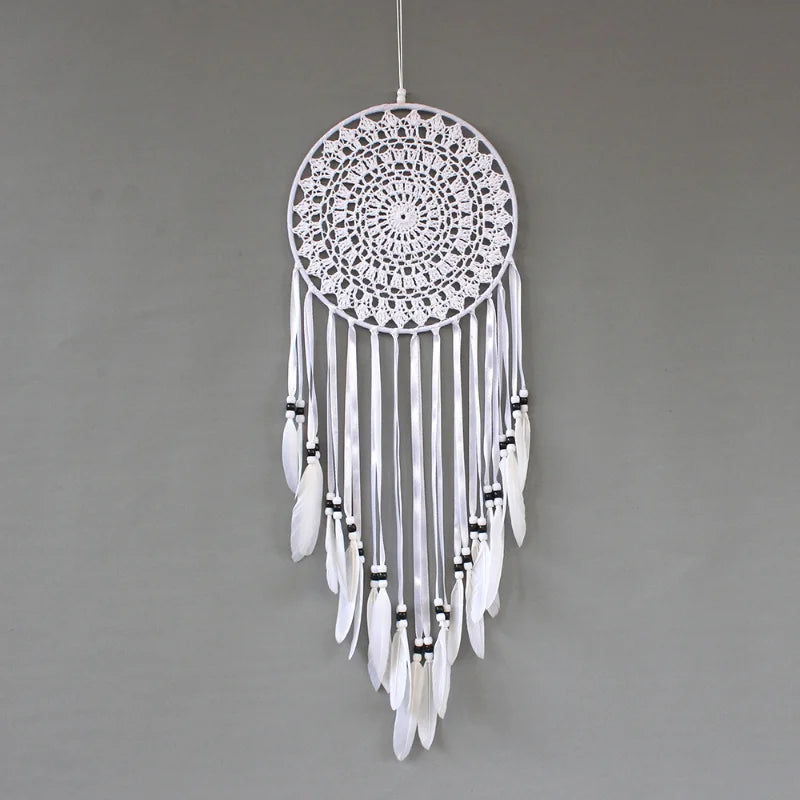 White Feather Dream Catcher Wall Hanging Room Decor Crocheted Web Big Size Dreamcatcher Delicate Home Decoration Accessories