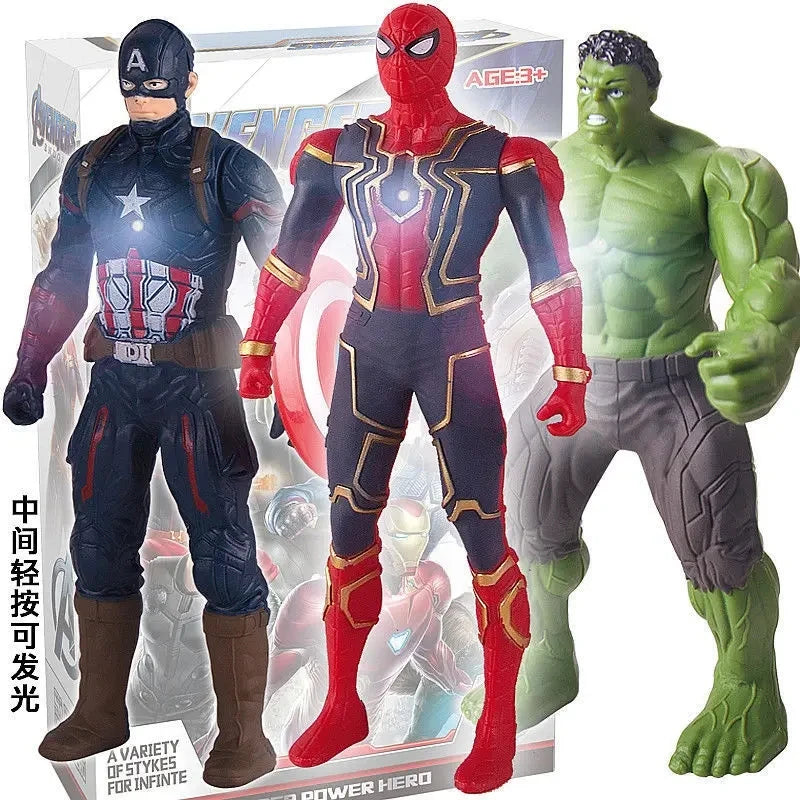 Avenger Anime Action Figure Spiderman Model Iron Man Hulk Pvc Movable Luminous Doll Collection Kids Toys Children Christmas Gift