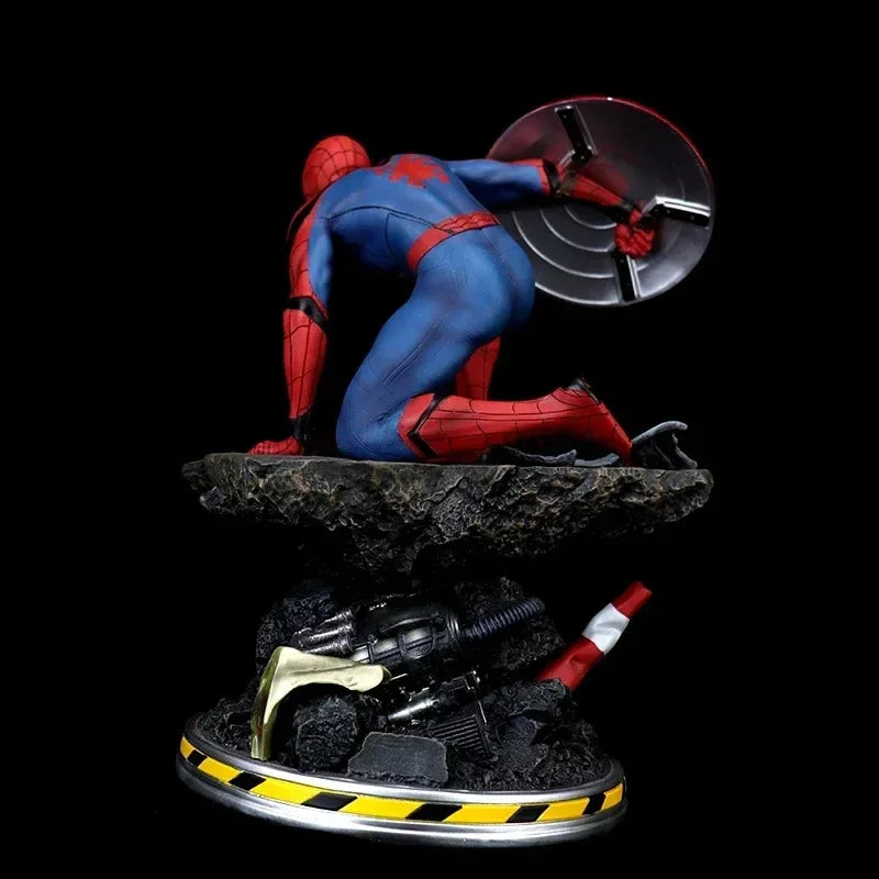 40cm 1/4 Marvel Spiderman Statue Captain America Shield Spider Man Statue Gk Figure Resin Personalized Creative Collect Gift