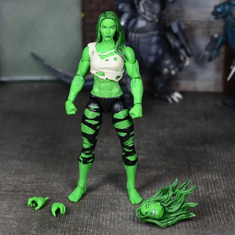 18CM Marvel Legends She-Hulk Hulkettes Action Figure Angry Normal Head Version No Extra Open Hands Models Collectable Toys Doll