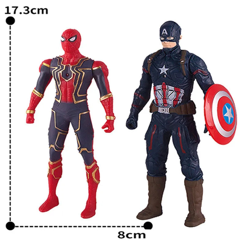 Marvel Avengers Spiderman Iron Man Hulk Superhero Action Figure Toy Luminous Hand Movable Kids Christmas Gifts