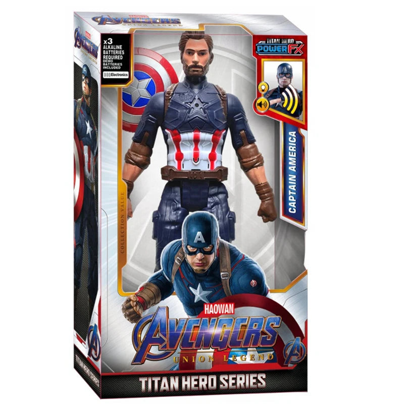 30cm Superhero Figure Toy Thanos Hulk Spider-Man Iron Man Captain America Thor Black Panther With Sound And Light Action Figure