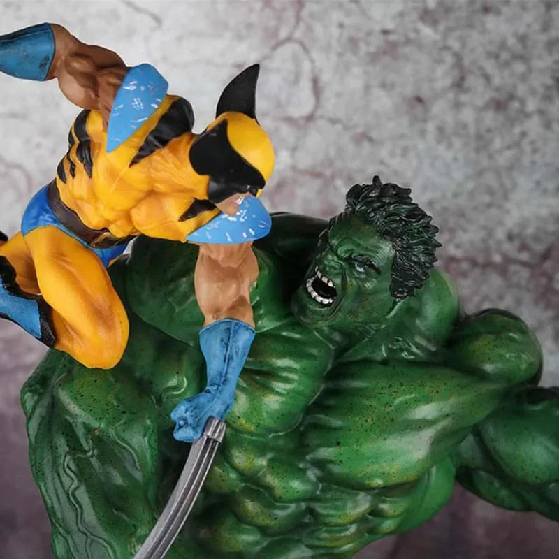 Anime The Avengers Hulk Vs Wolverine 1/6  Statue Action Figure Cale Painted Figure 36cm Pvc Toys Children Xmas Gift Brinquedos