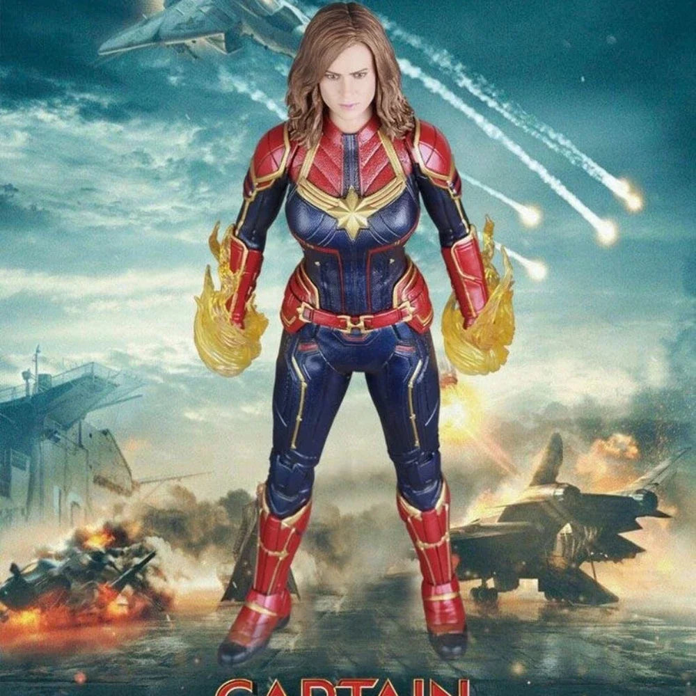 Marvel Action Figure Super-Heroes Series Captain Marvel SHF Statue 15cm Pvc Model Dolls Desktop Ornaments superwoman toys kids