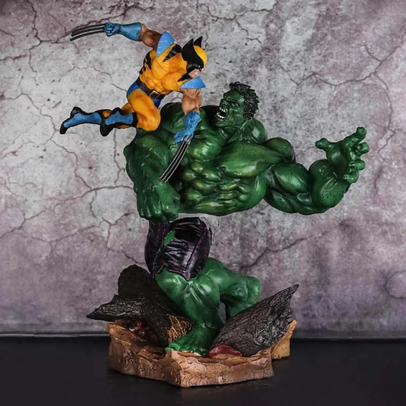 Anime The Avengers Hulk Vs Wolverine 1/6  Statue Action Figure Cale Painted Figure 36cm Pvc Toys Children Xmas Gift Brinquedos