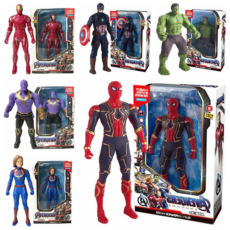 Marvel Avengers Spiderman Iron Man Hulk Superhero Action Figure Toy Luminous Hand Movable Kids Christmas Gifts