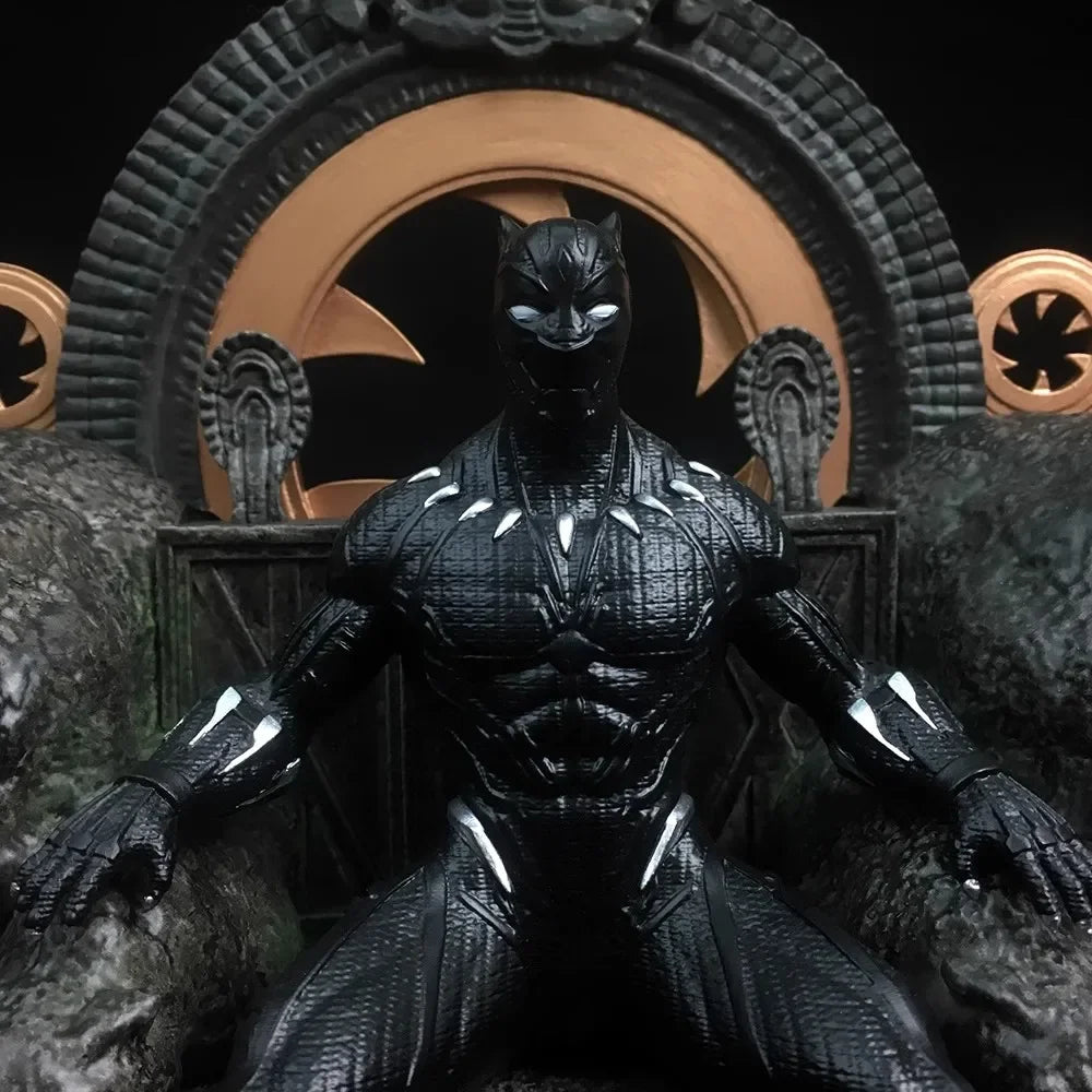 Marvel Comics Figure High-end Resin Black Panther Throne 27cm Anime Action Collection Desktop Ornament Decoration Children Toys