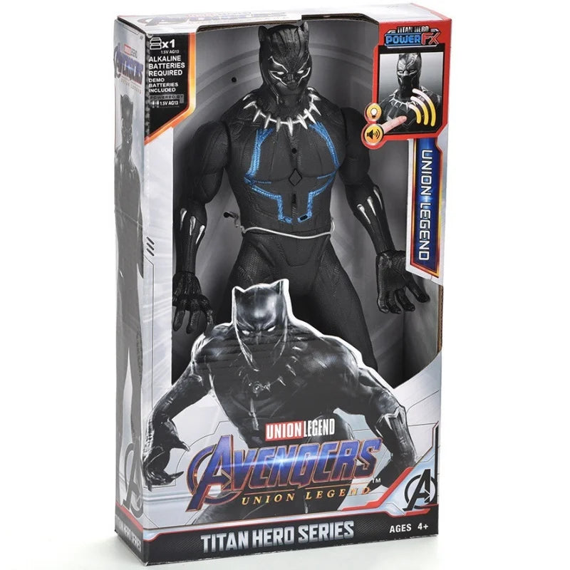 30cm Marvel Avengers Toy Thanos Hulk Spiderman Iron Man Captain America Thor Black Panther With Sound And Light Action Toy Gift