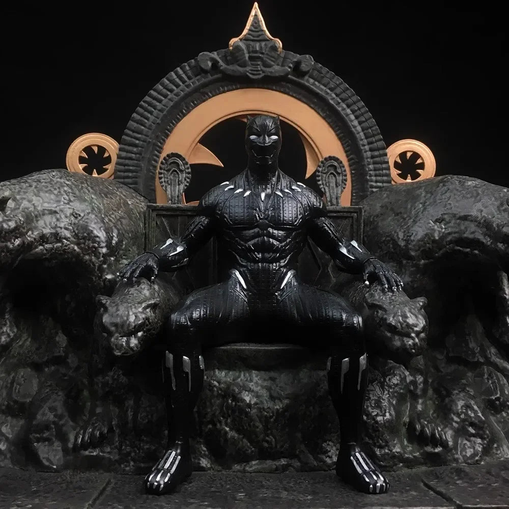 Marvel Comics Figure High-end Resin Black Panther Throne 27cm Anime Action Collection Desktop Ornament Decoration Children Toys