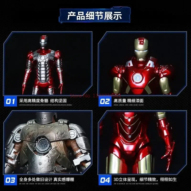 Genuine Zd Toy Marvel Iron Man Avengers Mark2 Model 1/10 Anime Action Figure Collection Model Room Decoration Toy Robot Gifts