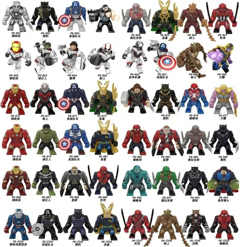 Action Figure: Marvel Mini Block Figurine Superhero Series Iron Man Spider Man Combination Block Children's Puzzle Toy Gift