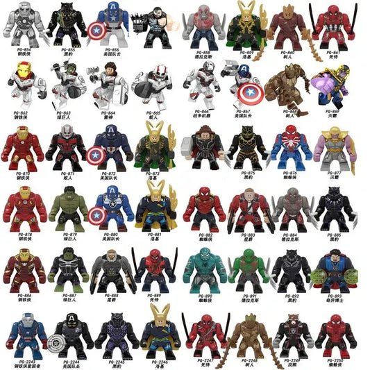 Action Figure: Marvel Mini Block Figurine Superhero Series Iron Man Spider Man Combination Block Children's Puzzle Toy Gift