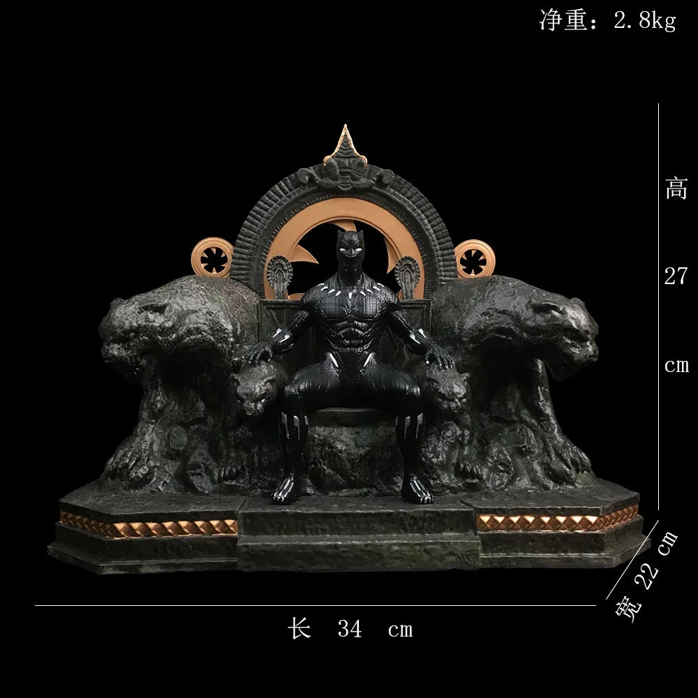 Marvel Comics Figure High-end Resin Black Panther Throne 27cm Anime Action Collection Desktop Ornament Decoration Children Toys