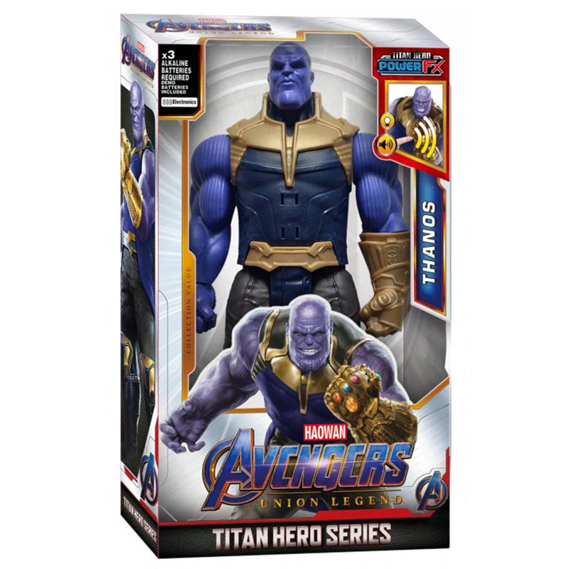 30cm Superhero Figure Toy Thanos Hulk Spider-Man Iron Man Captain America Thor Black Panther With Sound And Light Action Figure