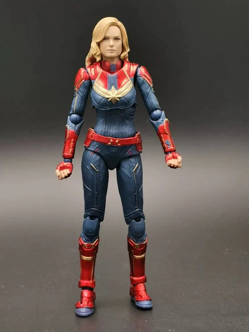 Marvel Action Figure Super-Heroes Series Captain Marvel SHF Statue 15cm Pvc Model Dolls Desktop Ornaments superwoman toys kids