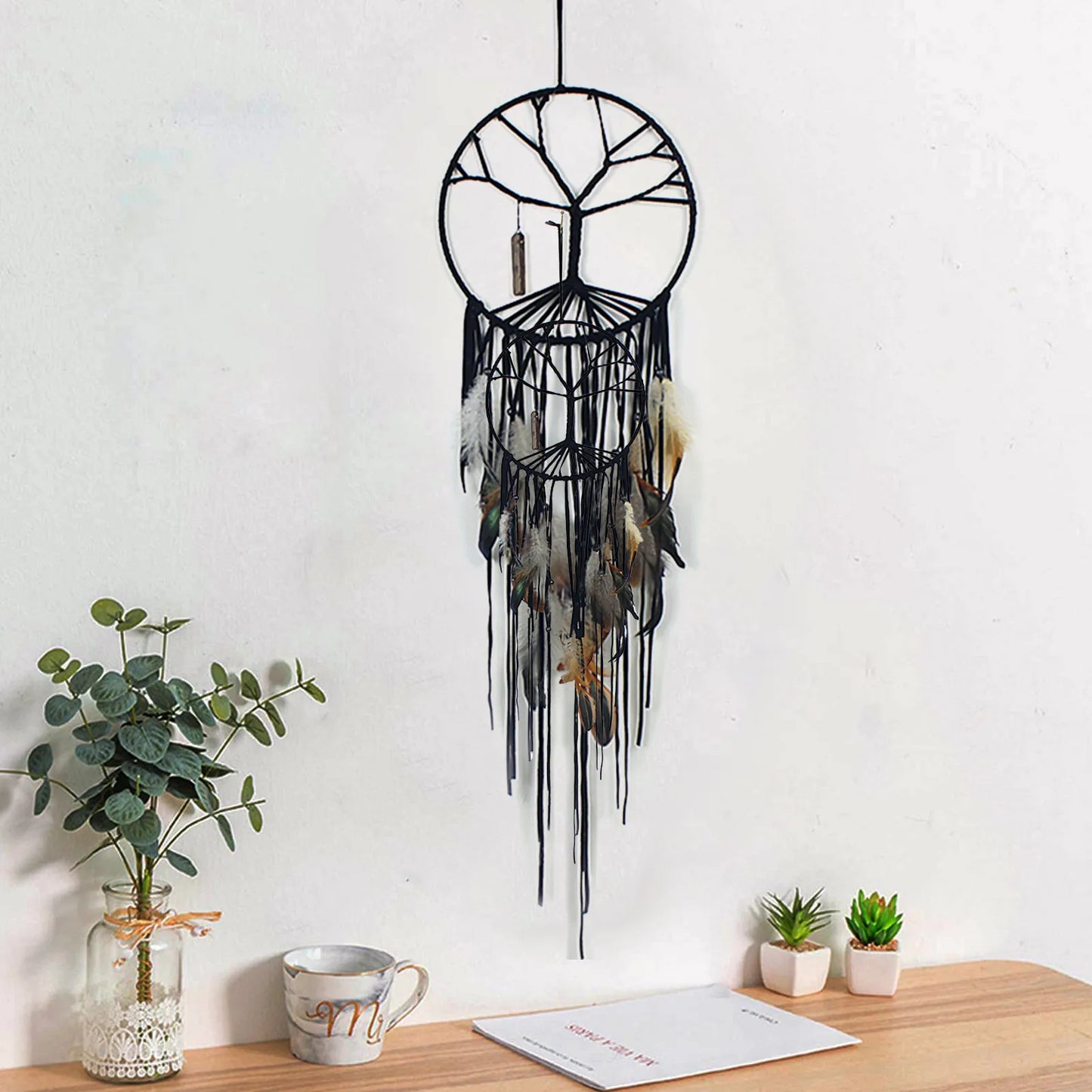 Handmade Dream Catcher Wind Chimes Home Hanging Craft Gift Dreamcatcher Ornament Car Hanging Bedroom Decoration Wind Chimes