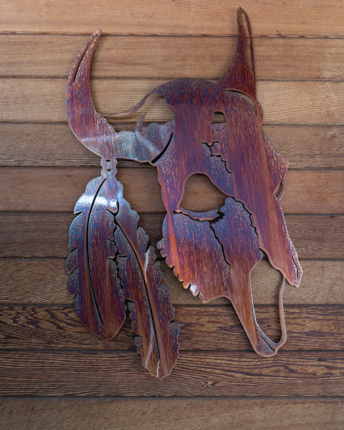 100% Carved Copper Buffalo Wall Art